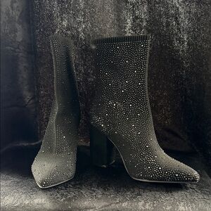 MIA Black Sparkle Heeled Boots